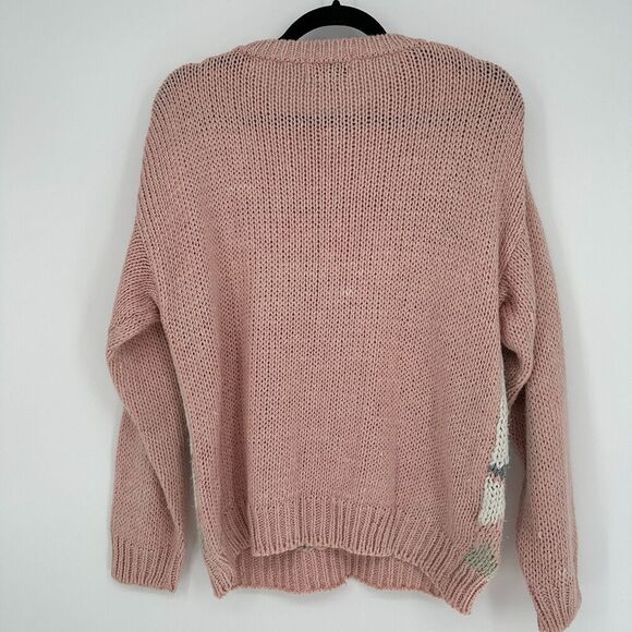 Vintage Currants Womens Knit Sweater Size L Pink Hand Loomed Fair Isle Icelandic - Picture 3 of 8